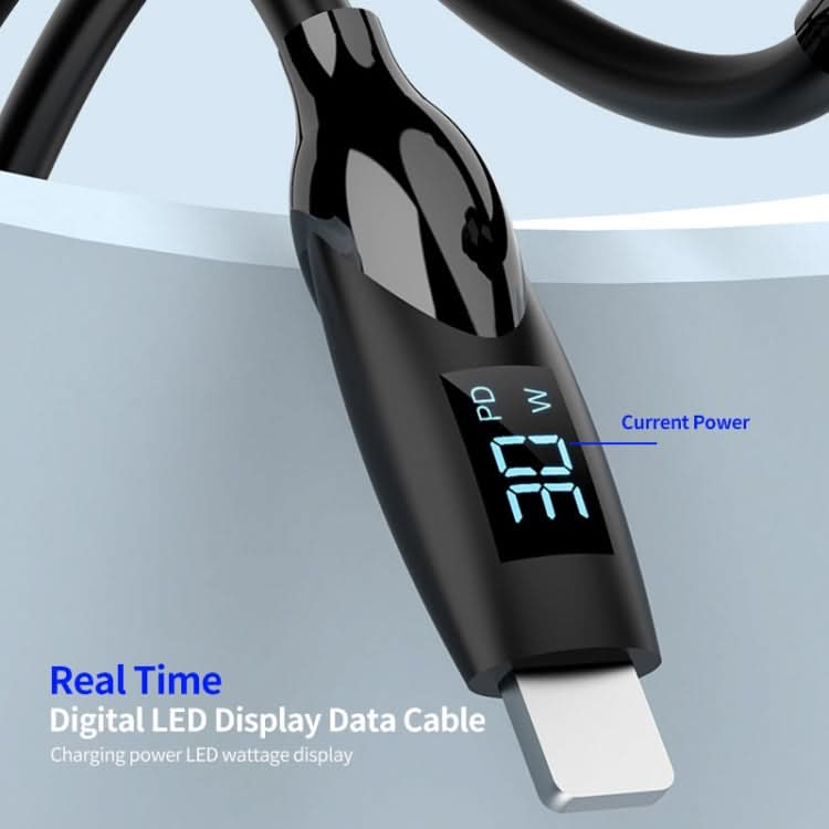 ENKAY 2.4A USB to 8 Pin Fast Charging Data Silicone Cable with LED Display