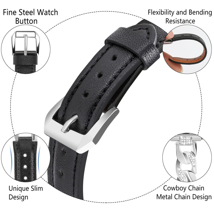 Rhinestone Denim Chain Leather Watch Band, Series 1