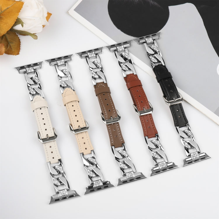 Rhinestone Denim Chain Leather Watch Band, Series 1