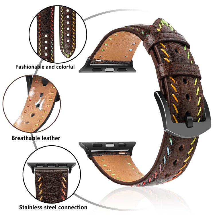 Colorful Sewing Thread Leather Watch Band, Series 2