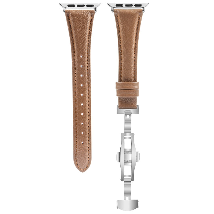 Plain Leather Butterfly Buckle Watch Band, Series 2