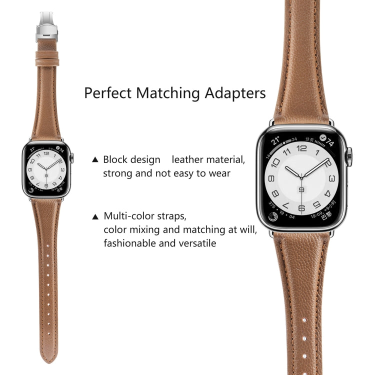 Plain Leather Butterfly Buckle Watch Band, Series 2