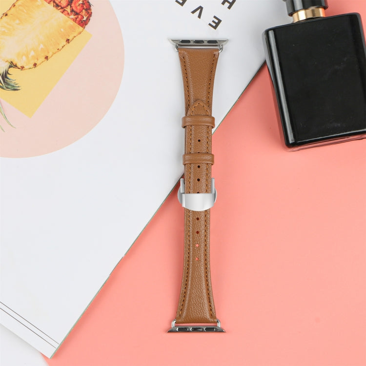 Plain Leather Butterfly Buckle Watch Band, Series 2