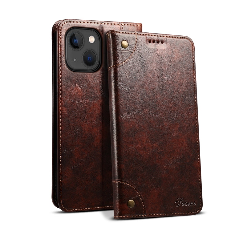 Suteni Baroque Calf Texture Buckle Wallet Leather Phone Case, Series 1