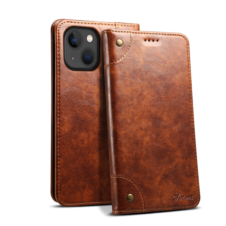 Suteni Baroque Calf Texture Buckle Wallet Leather Phone Case, Series 1