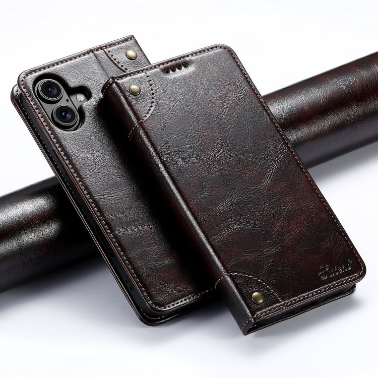 Suteni Baroque Calf Texture Buckle Wallet Leather Phone Case, Series 2