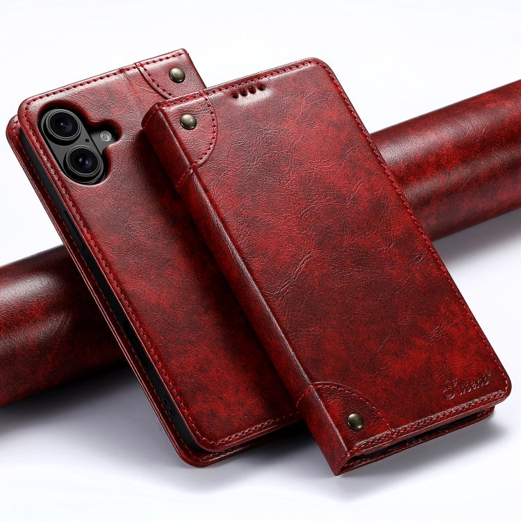 Suteni Baroque Calf Texture Buckle Wallet Leather Phone Case, Series 2