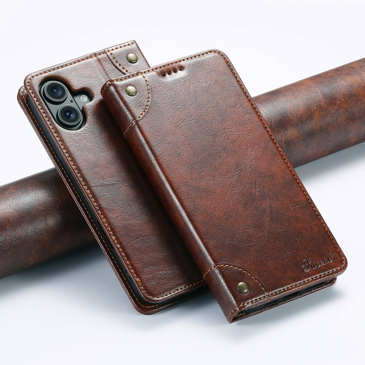 Suteni Baroque Calf Texture Buckle Wallet Leather Phone Case, Series 2