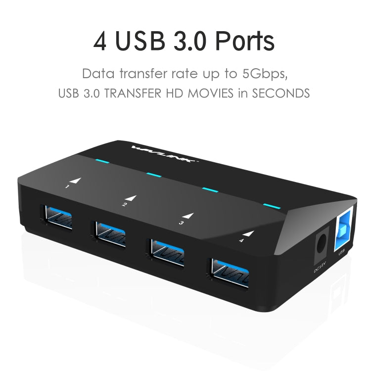 WAVLINK WL-UH3042P1 2.4A Fast Charging Adapter for Keyboard Mouse 4-Port USB3.0 HUB