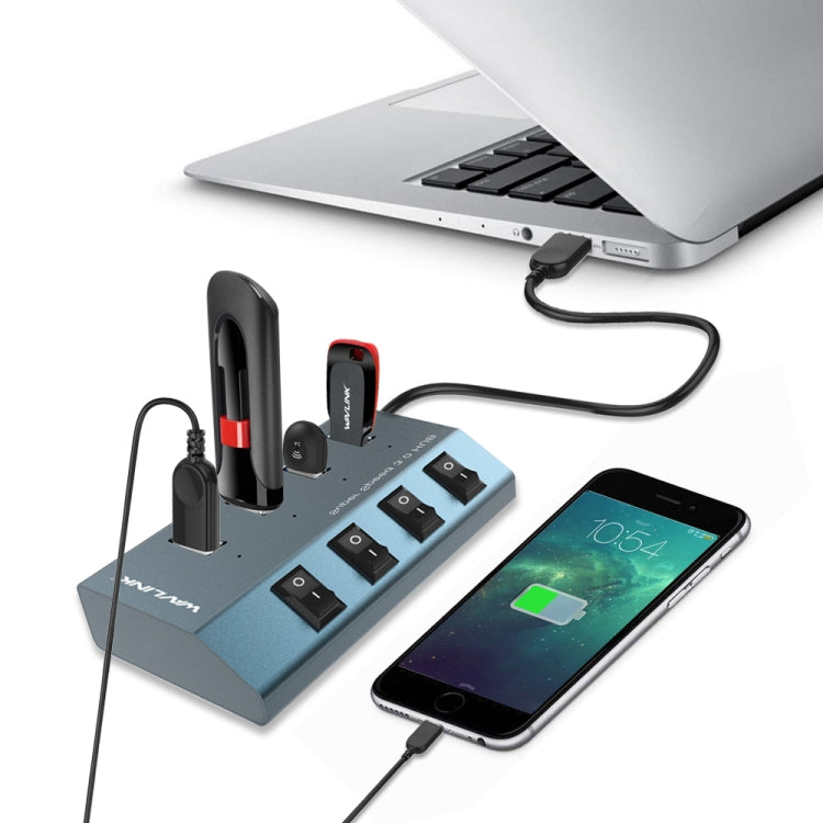 WAVLINK WL-UH3049 USB 3.0 4-Ports Desktop Fast Charger Station with Independent Switch My Store