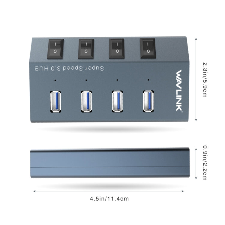 WAVLINK WL-UH3049 USB 3.0 4-Ports Desktop Fast Charger Station with Independent Switch