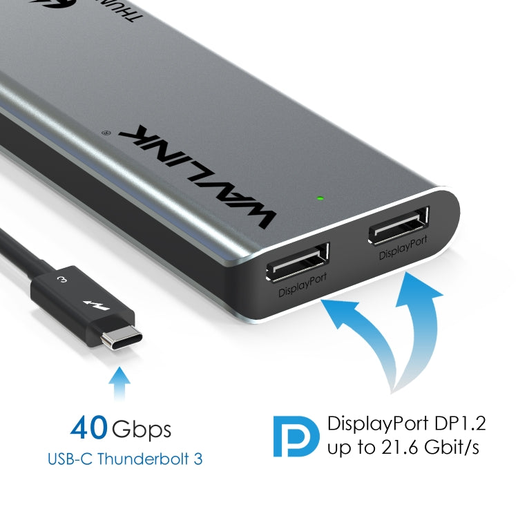 WAVLINK WL-UTD05 Multi-Function 4-in-1 Extender Type-C to DP Thunderbolt 3 Connector 4K Transfer