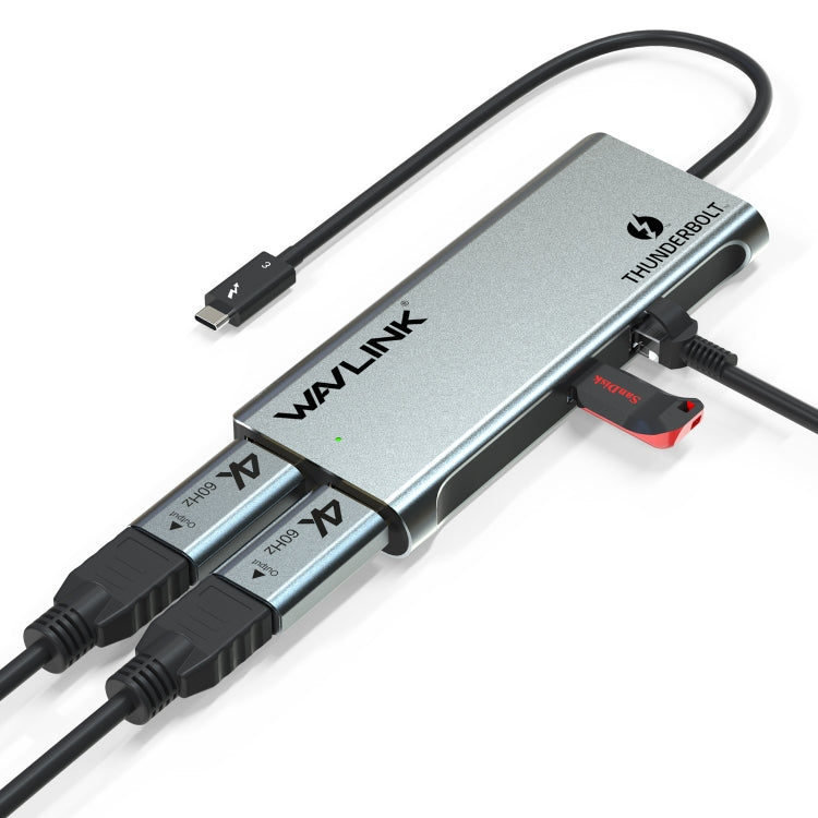 WAVLINK WL-UTD05H Thunderbolt 3 Dual 4K Mini Docking Station Converter With 2 DP to HD Adapters