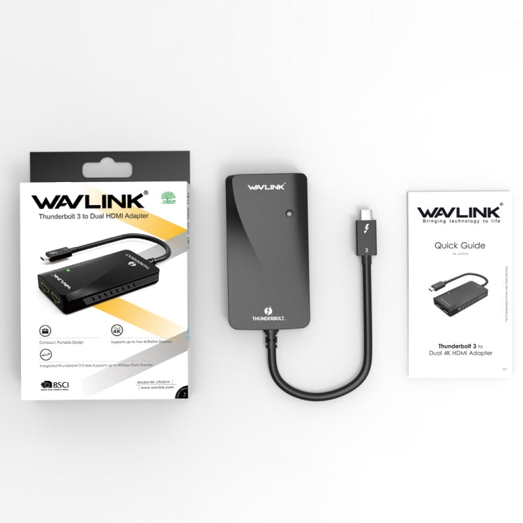 WAVLINK WL-UTA01H Type-C Thunderbolt 3 to Dual HDMI Multi-Screen Extender Splitter Adapter