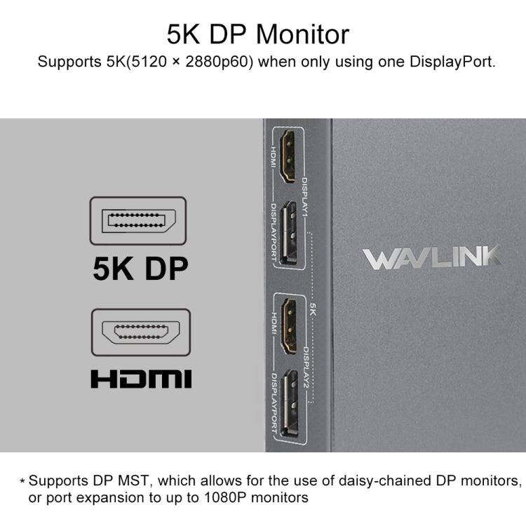 WAVLINK WL-UG69DK7 Laptops Type-C Universal Desktop Docking Station Aluminum Alloy HUB Adapter