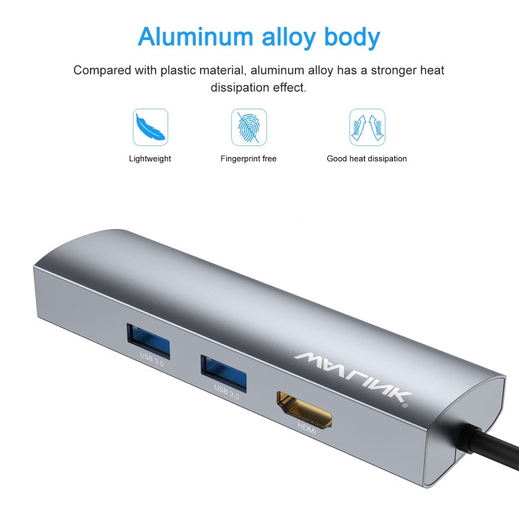 WAVLINK WL-UHP3408 USB HUB Adapter 4-in-1 Type-C to HD + 2xUSB3.0 + Gigabit RJ45 Docking Station My Store