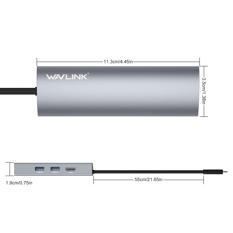 WAVLINK WL-UHP3408 USB HUB Adapter 4-in-1 Type-C to HD + 2xUSB3.0 + Gigabit RJ45 Docking Station My Store