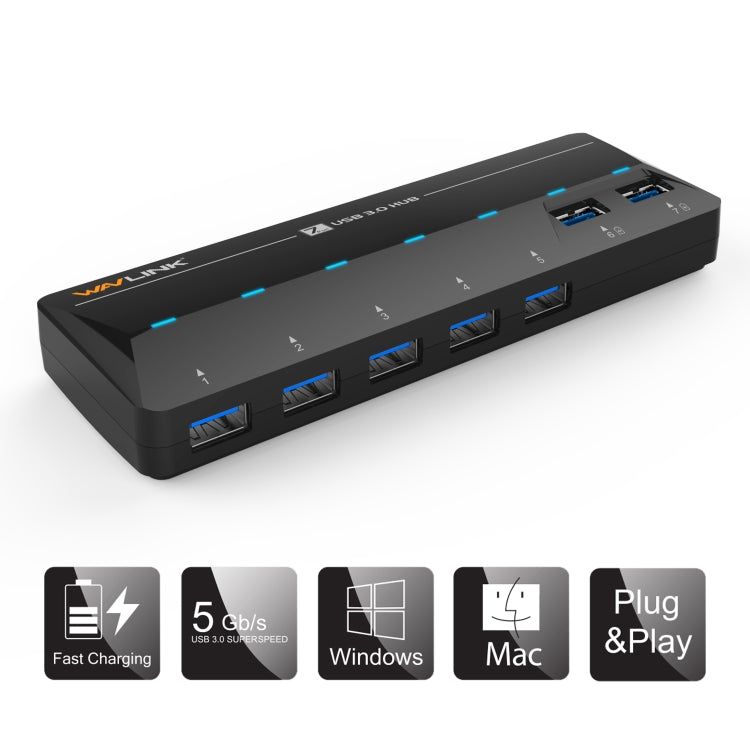 WAVLINK WL-UH3073D USB3.0 HUB Adapter 7-Port Docking Station with Individual Switch My Store