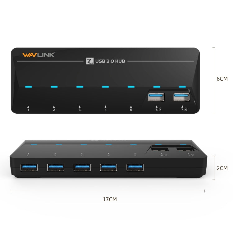 WAVLINK WL-UH3073D USB3.0 HUB Adapter 7-Port Docking Station with Individual Switch