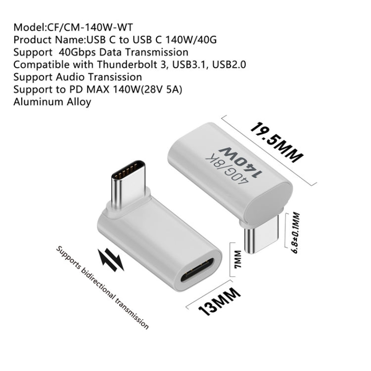 USB 3.1 Type-C 40Gbps 8K Transmission Adapter 140W 5A Charge