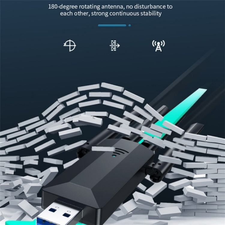 4-Antennas Dual-Band Driver-Free USB3.0 High-Speed Wireless Computer Network Adapter