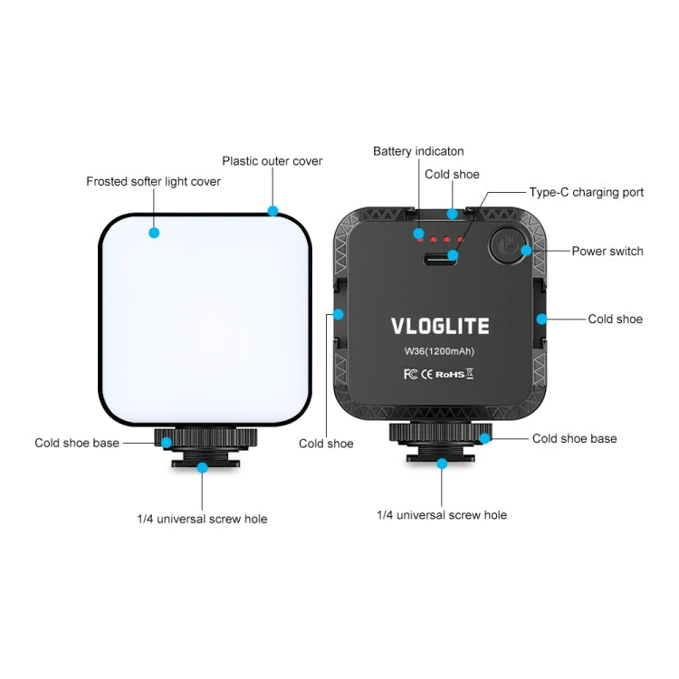 VLOGLITE W36 Mini Camera Phone Vlog LED Fill Light Portable Beauty Video Light My Store