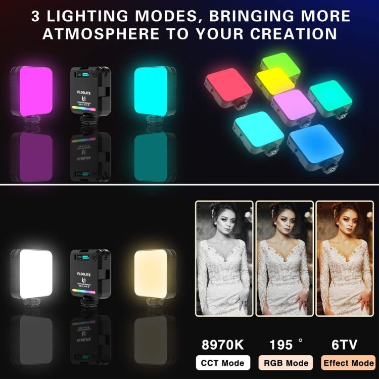 VLOGLITE W64RGB Dimmable RGB LED Pocket Fill Light 20 Modes Live Broadcast Video Light My Store