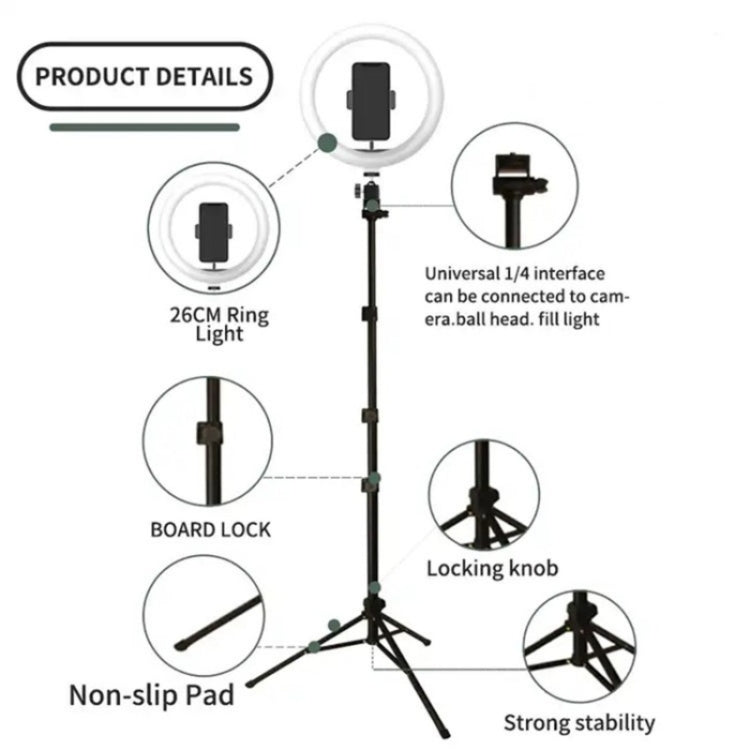 JMARY FM-536A 10 inch Ring Live Fill Light Streaming Stand Beauty Light Set Reluova