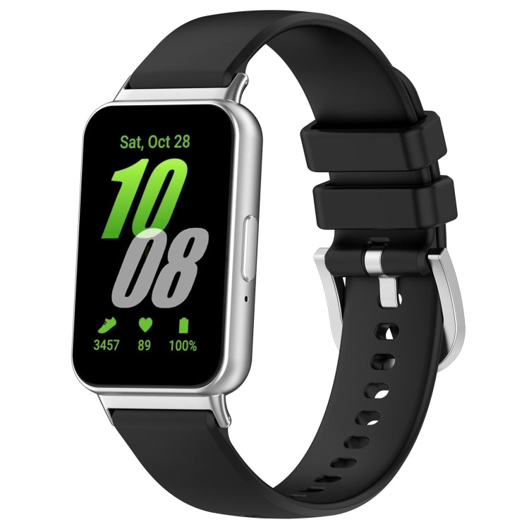 For Samsung Galaxy Fit 3 SM-R390 Metal Connector Liquid Glossy Silicone Watch Band