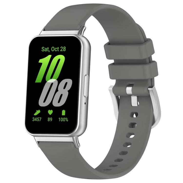 For Samsung Galaxy Fit 3 SM-R390 Metal Connector Liquid Glossy Silicone Watch Band