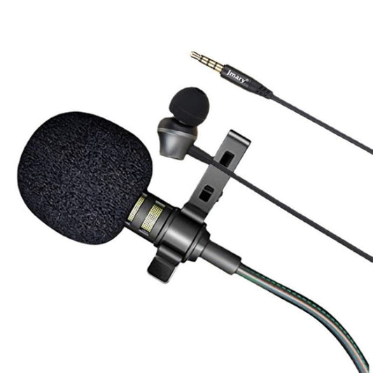 JMARY MC-R5 Lavalier 3.5mm Port Wired Microphone With Sound Monitoring Earphone, Length: 3m Reluova