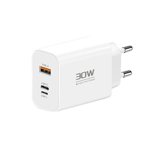 PD30W USB-C / Type-C + 8 Pin + USB-A Reverse Charger Suitable for iPhone Series