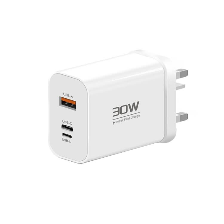 PD30W USB-C / Type-C + 8 Pin + USB-A Reverse Charger Suitable for iPhone Series