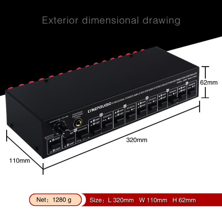 2 In 6 Out Power Amplifier Speaker Selector 6 Region Stereo Speaker Switcher-Reluova