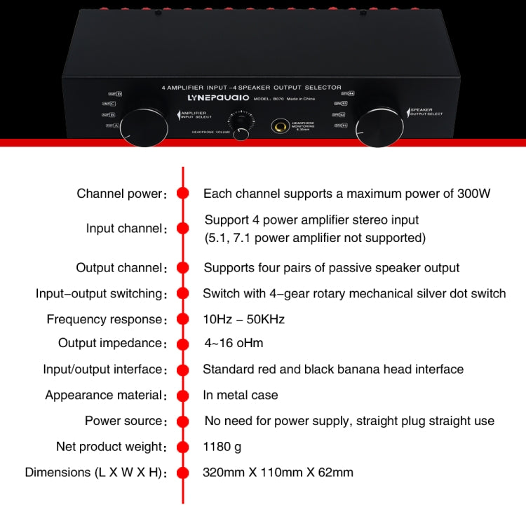 4 Input 4 Ooutput Power Amplifier Speaker Selector Switcher Speaker Comparator