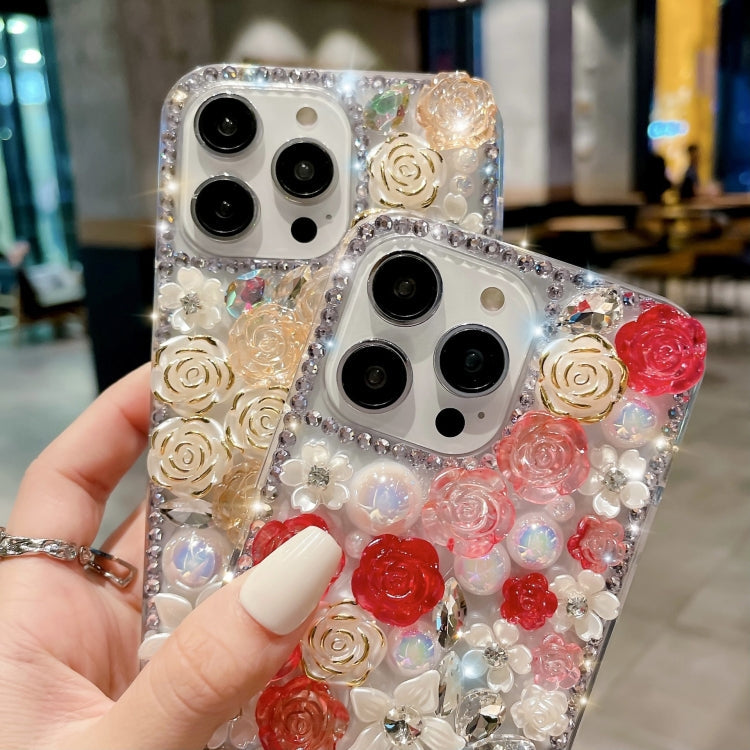 Rose Hand-set Pearl Diamond PC Phone Case, Series 4