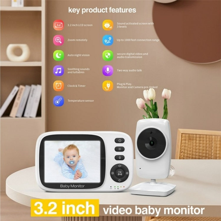 MC632A 2 Way Voice Talk Temperature Monitoring Baby Camera 3.2 inch Screen Baby Monitor Reluova