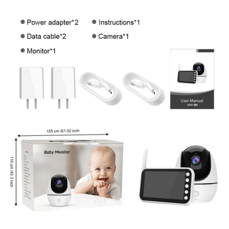 ABM200 Support Two-Way Voice Temperature Display 4.5-inch Video Baby Monitor Music Player