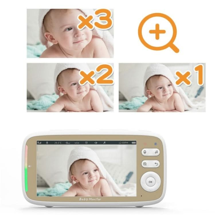 VB803 Built-in Lullabies PTZ Rotation HD Baby Security Camera 5-inch Baby Monitor Reluova