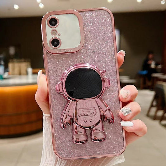 Glitter Electroplating Astronaut Holder Phone Case, Series 4