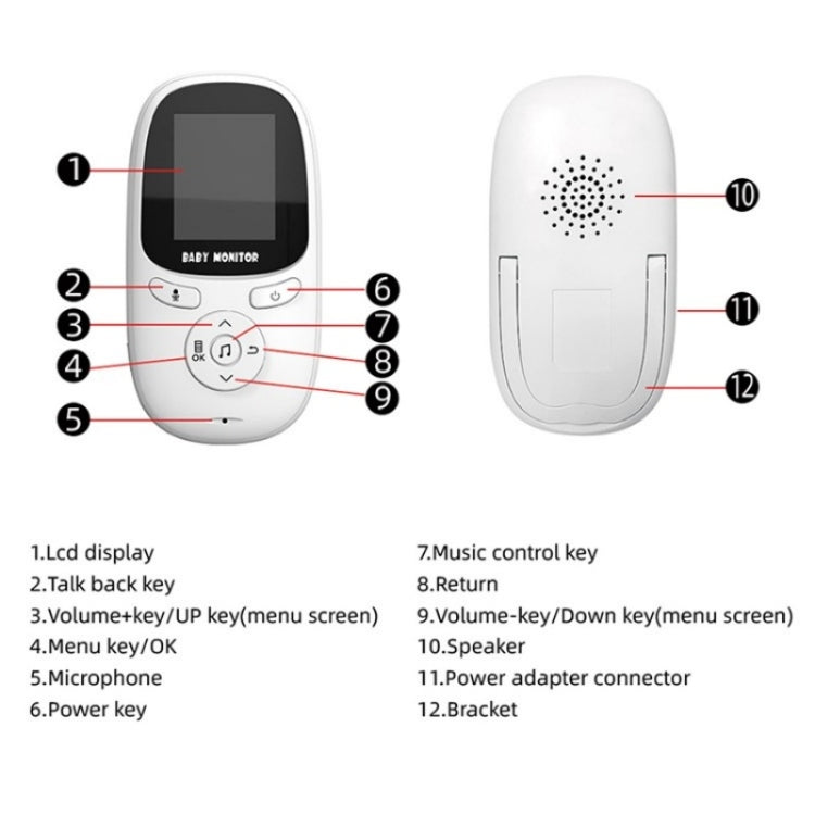 R306 Room Temperature Monitor Intercom Camera 2.0-inch Night Vision Wireless Baby Monitor Reluova