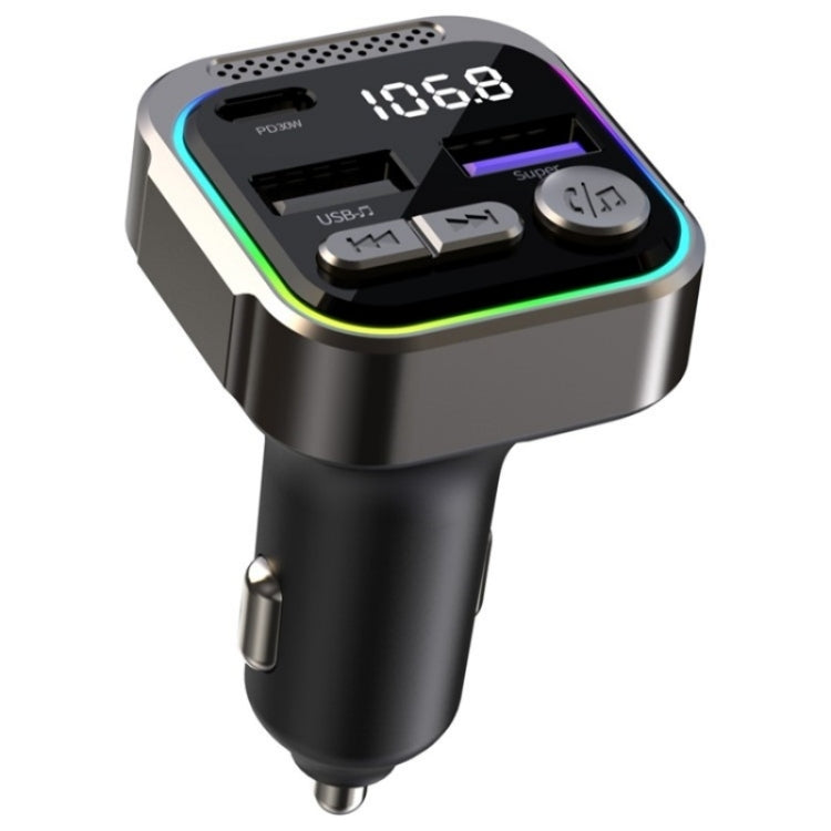 C54 PD 30W Dual USB Car Charger Alloy Car Bluetooth Adapter FM Transmitter MP3 Player