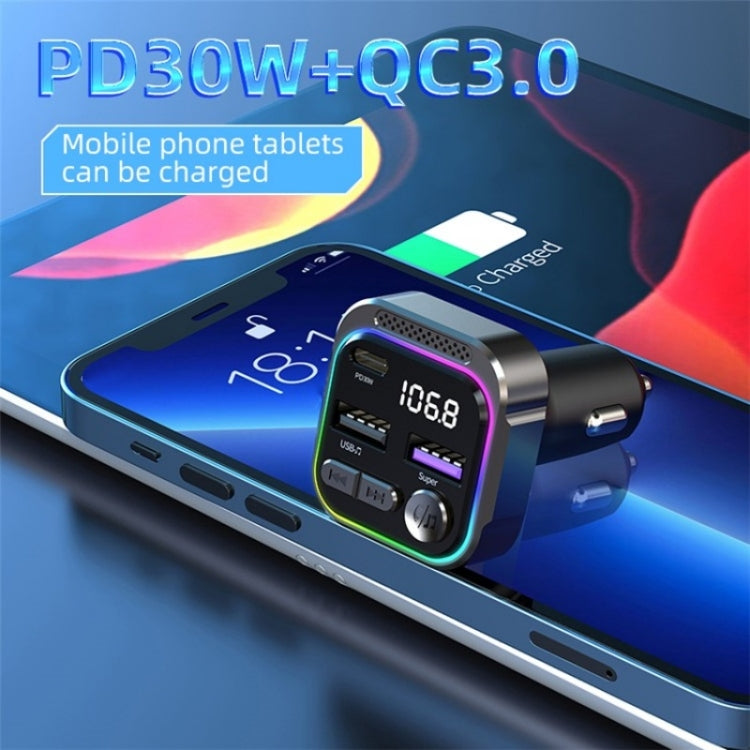 C54 PD 30W Dual USB Car Charger Alloy Car Bluetooth Adapter FM Transmitter MP3 Player ÎҵÄÉ̵ê