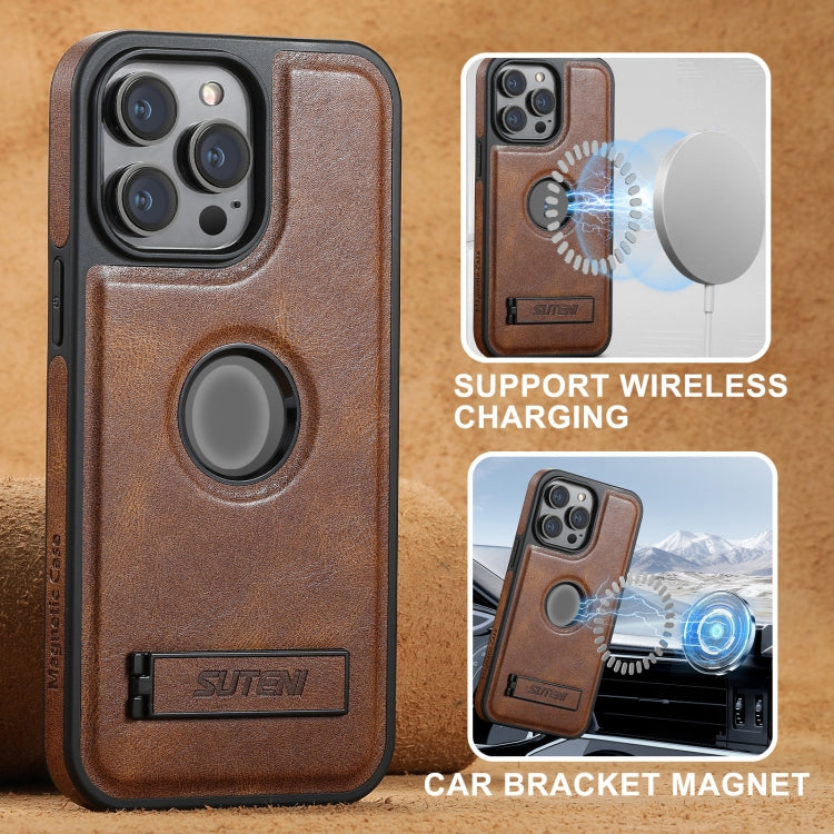 Suteni G2 Magsafe Oil Wax Leather Back Phone Case with Holder, Series 1