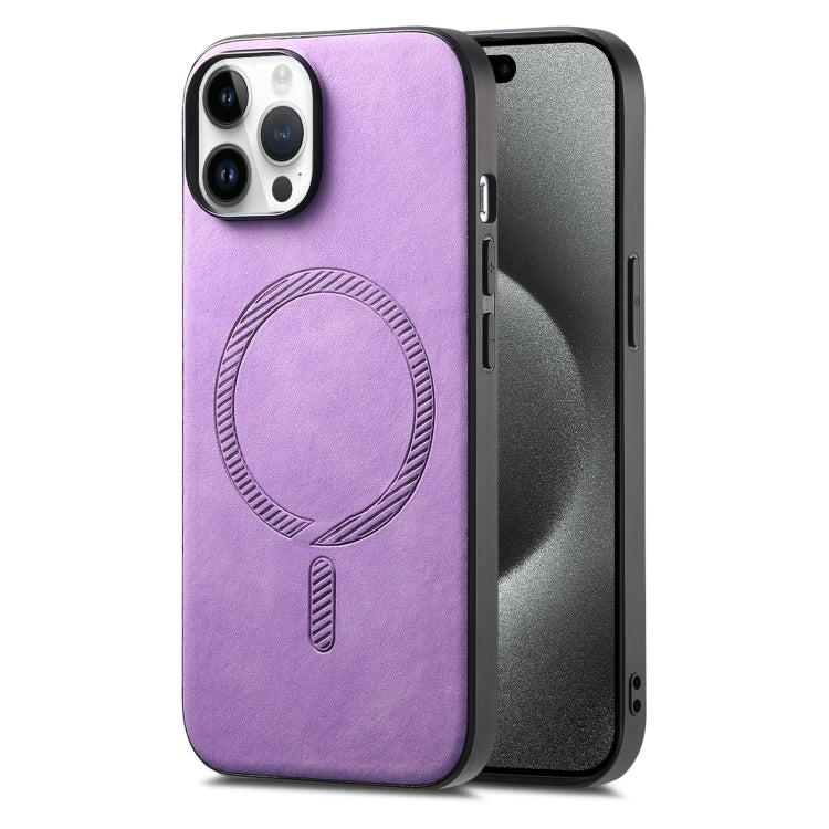 Solid Color Retro Magsafe PU Back Cover Phone Case, Series 5