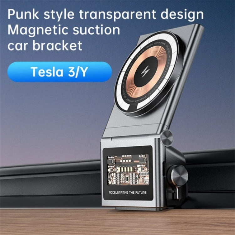 A7 Transparent Phone Charging Dock 15W Magnetic Wireless Charger for Tesla Model 3 / Y