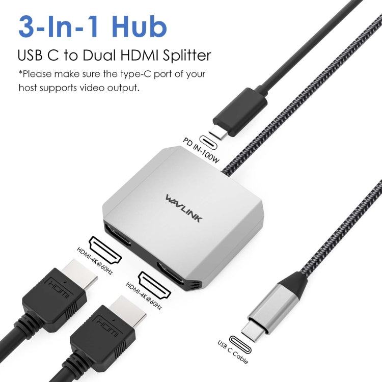 WAVLINK WL-UHP510Pro 4K/60Hz Video Converter USB-C Male to Dual HDMI Female Adapter My Store