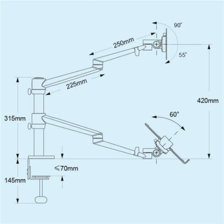 OL-10T Clip-on Desktop Stand Dual Computer Monitor Riser Bracket Laptop Holder