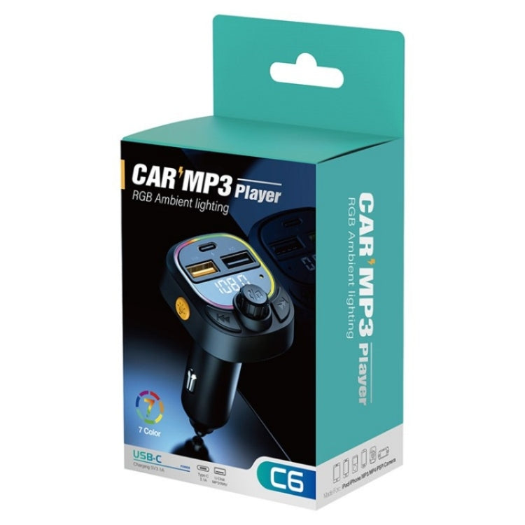 C6 Type-C+2 USB Fast Charger Audio MP3 Player Digital Display FM Car Bluetooth Transmitter ÎҵÄÉ̵ê