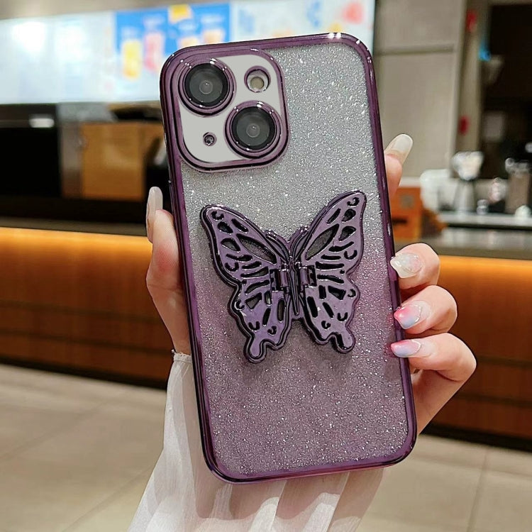 Electroplated Gradient Glitter 3D Butterfly TPU Phone Case, Series 3